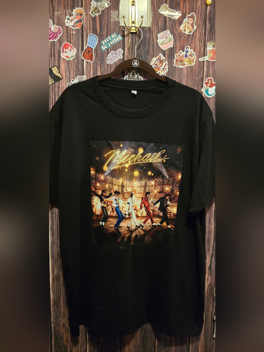 Michael jackson Black Graphic Tee with Gold Script and Stage Scene